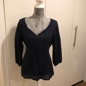 Peasant style navy blouse